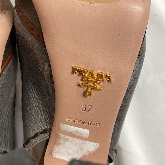 Prada Authentic Leather Slingback Heels Size 37 - Picture 8 of 9
